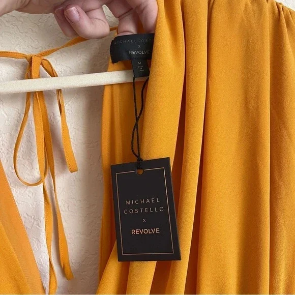 NWT Michael Costello x REVOLVE Kerry Gown in Marigold Long Sleeve - Picture 5 of 8